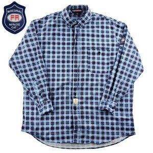 Bocomal FR Flame Resistant Shirt NFPA 2112 CAT2 Plaid Men's 2XL